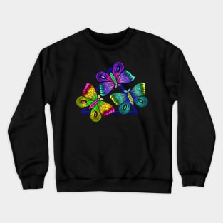 Neon Moths in a Triangle Pattern Crewneck Sweatshirt